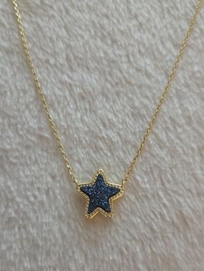 Kendra Scott Navy Blue & Gold Drusy Jae Star Necklace 4th Of July
